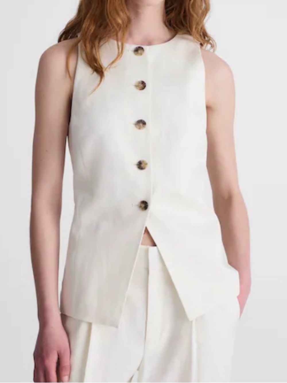 Madewell Cutaway Vest in Ivory Drapey Twill